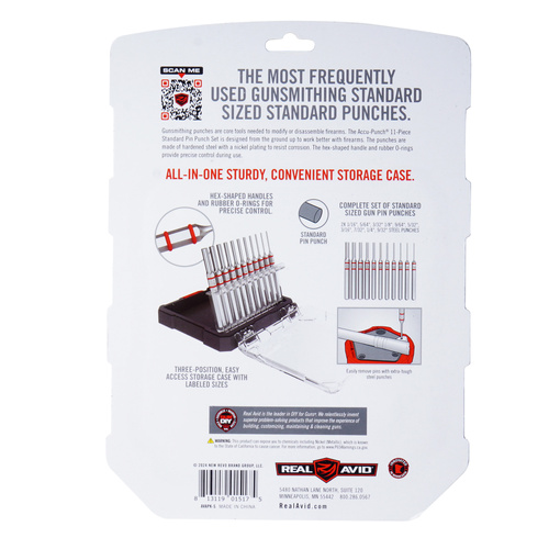 Real Avid - Zestaw wybijaków Standard Pin Accu-Punch - 11 elementów - Stalowe - AVAPK-S